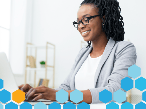 Happy salesperson enjoys selling software with frequent feature releases.