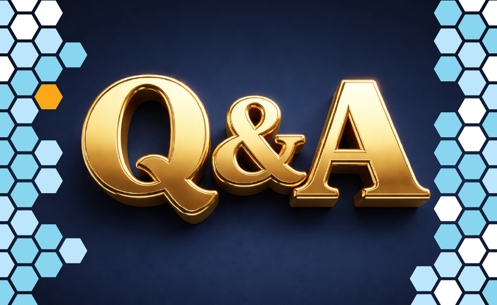 This image is a stylized image of a Q&A sign.
